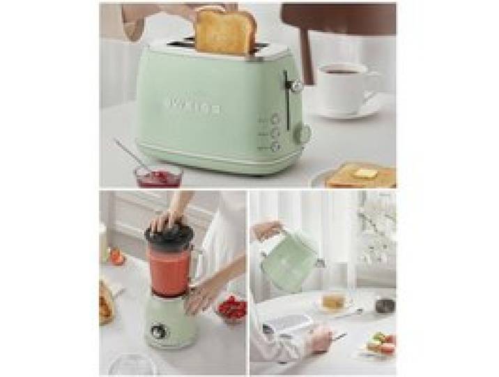 Pack bouilloire grille-pain et blender - HKOENIG - Retro Vintage - Vert pastel - 1000 W - Bol 1 5 L