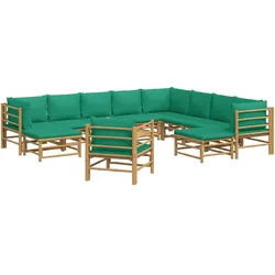 Helloshop26 - Gartenmöbelset 12-teilig mit Kissen grüner Bambus 02_0015675