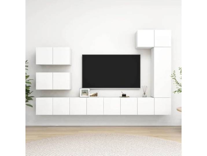 Molumvel 8-TLG. Wand-TV-Schrank Set aus Holzwerkstoff, Hängendes Regal Moderne Wohnzimmer-Optik, Platzsparendes Wanddesign, Inklusive Staufächer