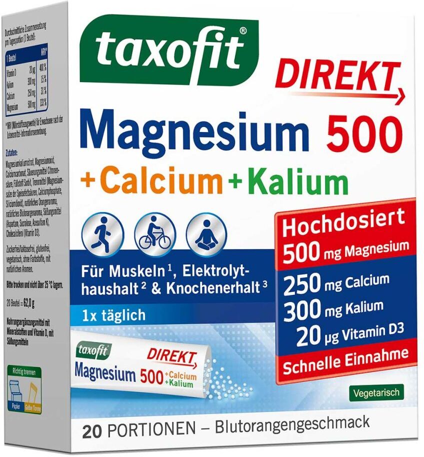 taxofit® Magnesium 500 + Calcium + Kalium DIREKT