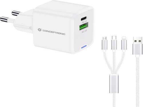 Conceptronic ALTHEA16W 2-Port 33W GaN USB PD Charger USB Ladegerät 33W USB-A, USB-C Weiß