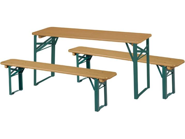 roba® Kindersitzgruppe Outdoor Party-Garnitur für Kinder, natur/grün, aus Holz, (3-tlg)