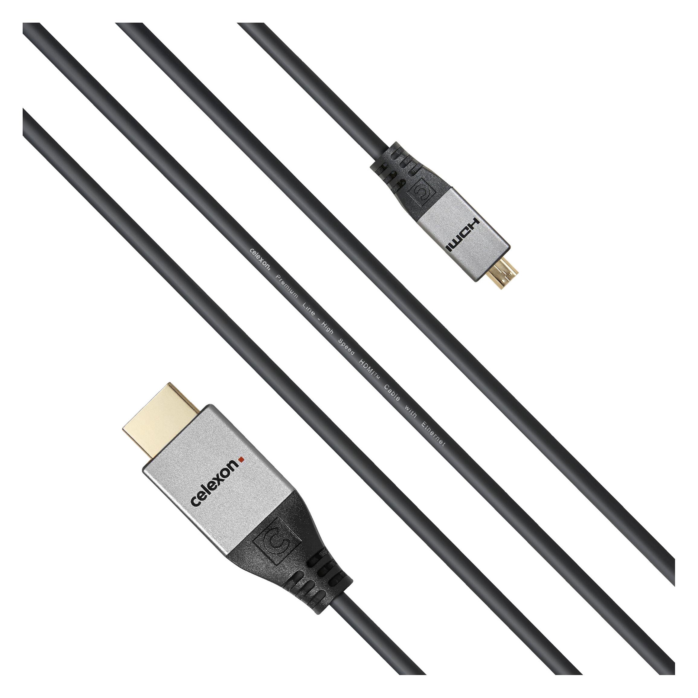 Celexon HDMI auf Micro HDMI Kabel mit Ethernet - 2.0a/b 4K 2,0m - Professional Line (2 m) (1000015539)