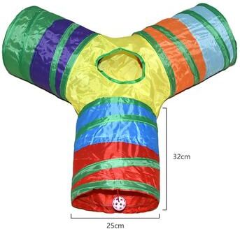 Uplifted Goods Foldable All in One Cat Play Tunnel For Fun And Exploration three Rainbow