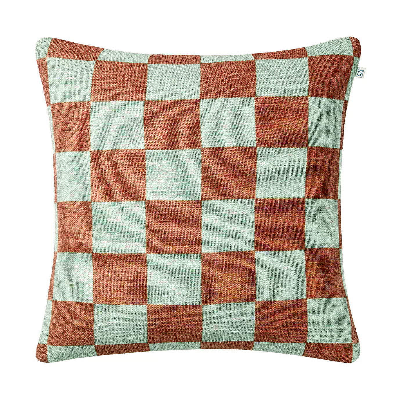 Chhatwal & Jonsson Buffalo Check kussen aqua-apricot oranje 50x50 cm