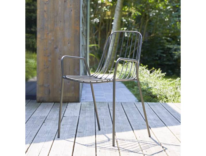 Garten Lehnstuhl aus Metall dark grey - Grau - Metal