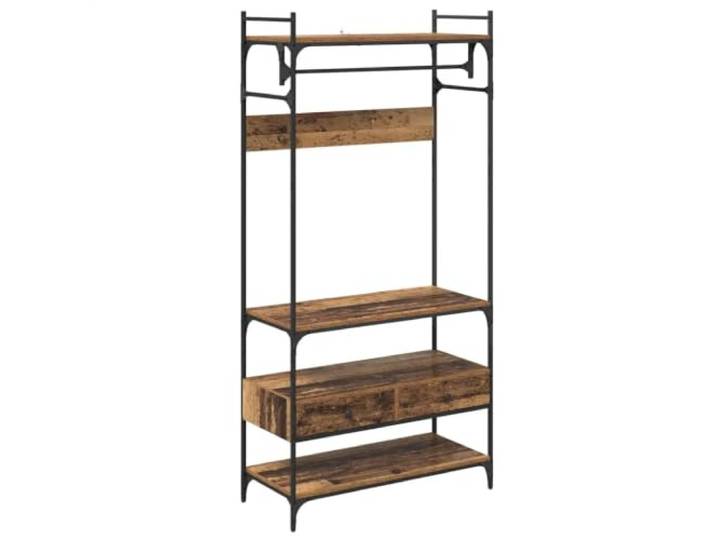 Helloshop26 Schrank im industriellen Design, großer Stauraum, 89 x 39 x 185 cm, aus Holz, antikes Holz, 02_0052877