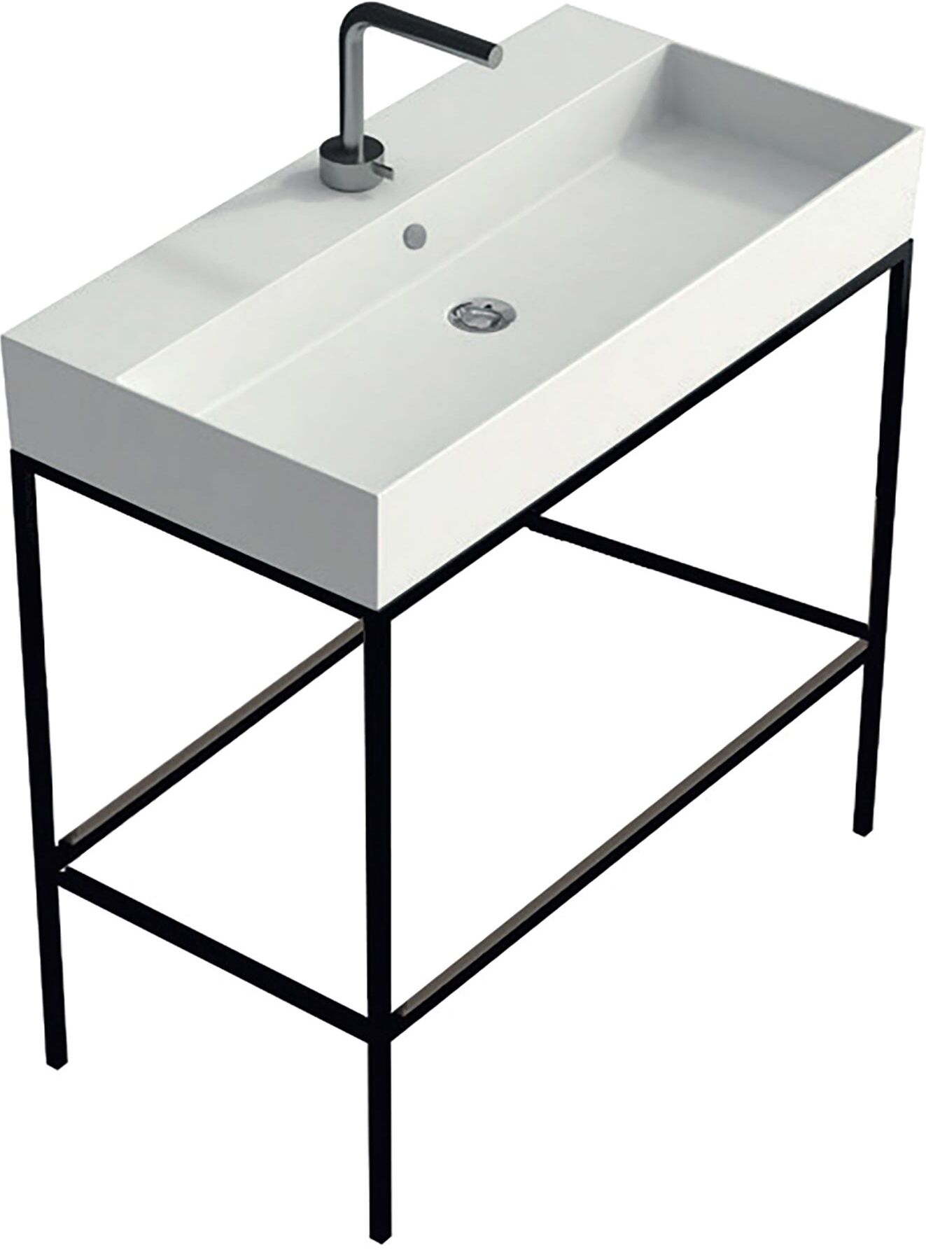 Tecnomat LAVABO MONOBLOCCO 1 VASCA 91x15x46 cm (LxHxP) IN CERAMICA BIANCA