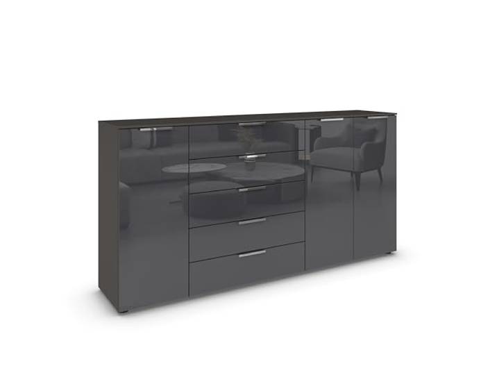 Rauch Möbel Flipp, Kommode, Farbe Glas Basalt/Graphit, Breite 199 cm