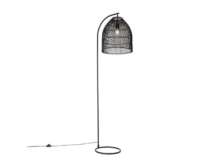 Lampadaire rustique noir avec rotin - Sam
