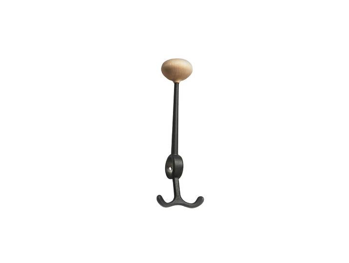 Essem Design Oskar haak zwart, berkenknop