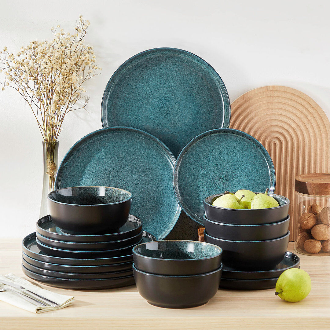 Vancasso 18 Piece Stoneware Dinnerware Set - Service for 6 Blue 18