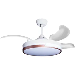 Deckenventilator mit Beleuchtung – weiße Basis, modernes Design & LED-Licht, Ventilatorenmodel: Vylo
