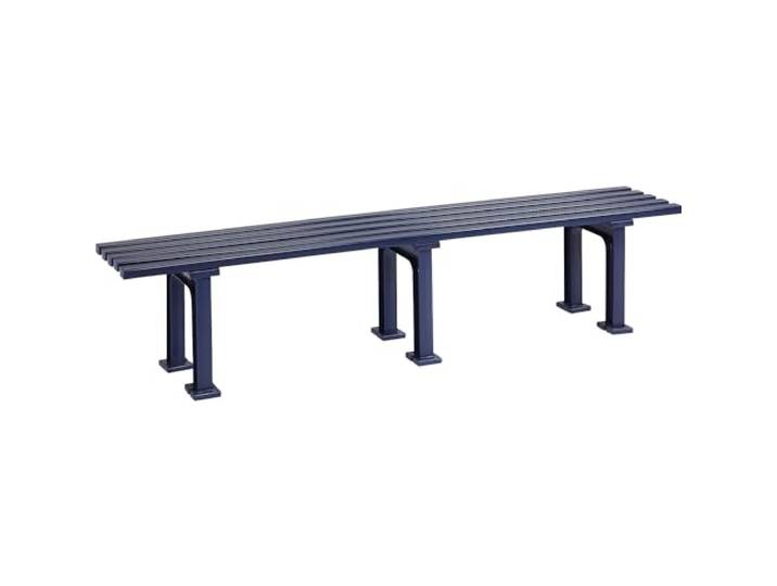 Sitzbank ohne Rückenlehne, mit 5 Leisten, Länge 2000 mm, blau.