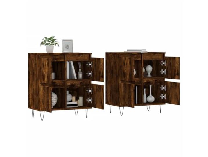 KTHLBRH Sideboards 2 Stück Eiche Rauchholz mehrschichtig 120 x 35 x 70 cm, großer Stauraum, Ausstellungsfläche, stabiles Möbelstück