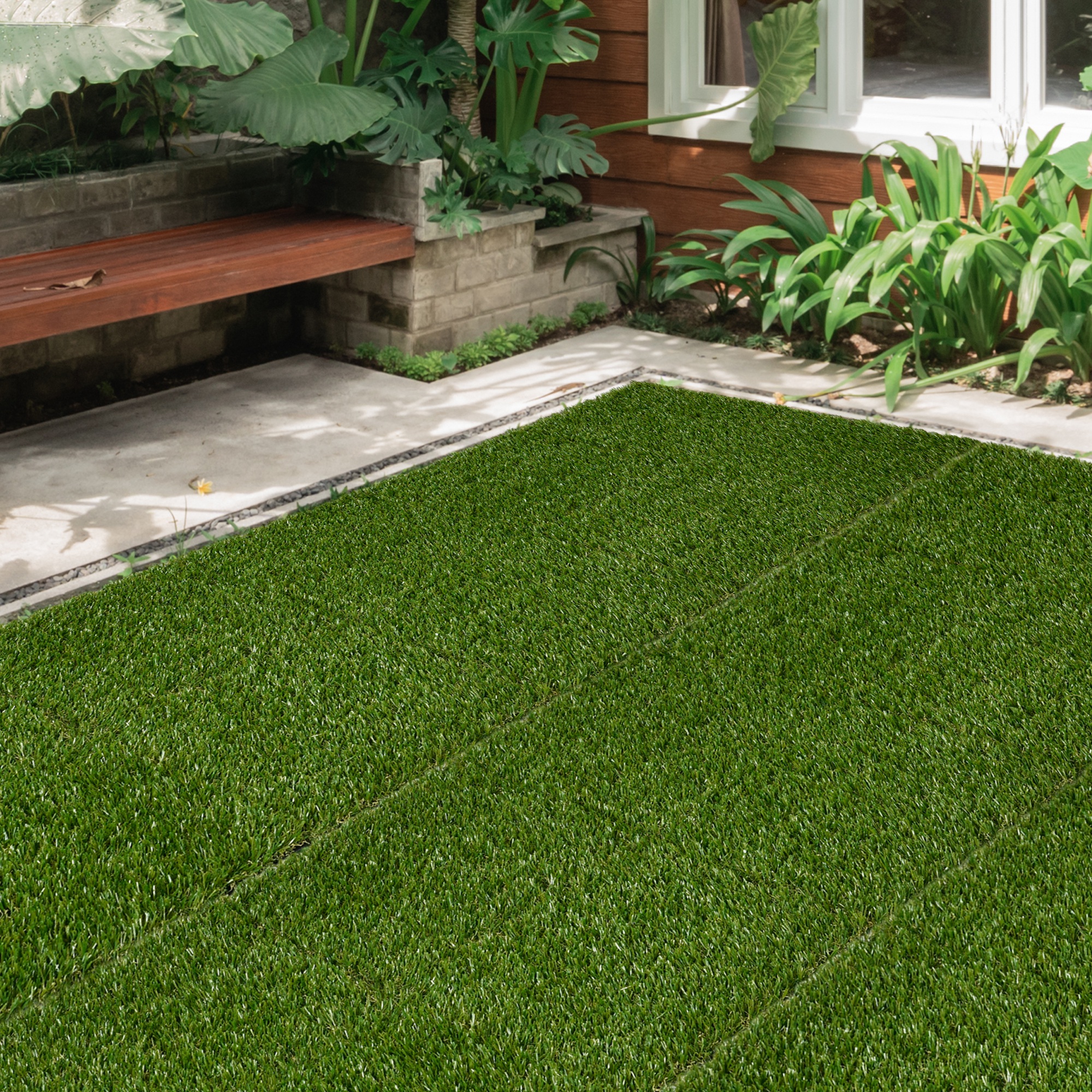 Outsunny Piastrelle da Giardino con Erba Sintetica 30x30cm 10 Pezzi, Prato Artificiale Realistico, Verde Aosom