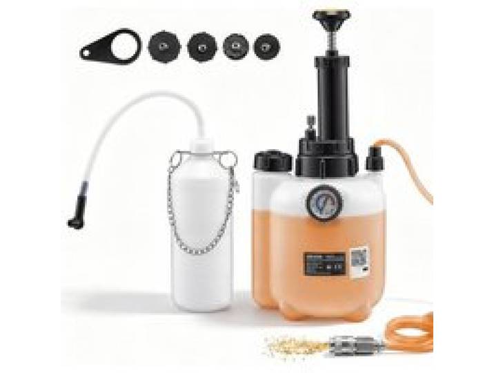 VEVOR Kit de Purge de Frein Manuel 3 L, Purgeur Liquide de Frein à Pression, avec 4 Adaptateurs pour Maître-cylindre et Bouteille de Récupération 1 L, pour Plupart des Véhicules, Moto, Voiture