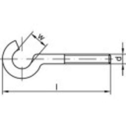 TOOLCRAFT 159615 Gebogene Schraubhaken 40mm Stahl galvanisch verzinkt 100St.
