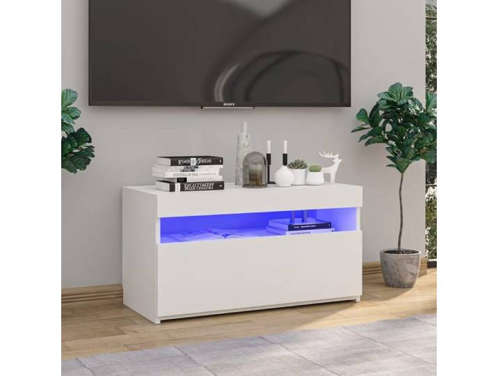 Bonne qualité - Armoire TV avec lumières LED Noir brillant 75x35x40 cm - Buffet télévision/Banc TV DECO M7129419