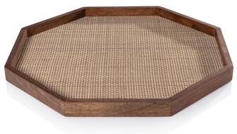 Zodax Banyan Mango Wood w/ Rattan Inlay Octagonal Tray