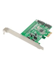 Dawicontrol DC 600e RAID Speichercontroller 2 Sender/Kanal SATA 6Gb/s Low Profile 600 MBps 0 1 JBOD PCIe x1 (DC-600E RAID BLISTER)
