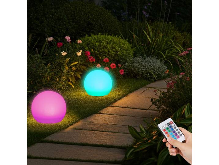 LED-Leuchtkugel mit Fernbedienung, solarbetrieben, RGBW, 60 Lu, IP67, Ø 30 cm