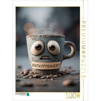 CALVENDO Puzzle Entkoffeinierter Kaffee mit Panikblick - Lustiges Motiv für Koffeinfreunde | 1000 Teile Lege-Größe 64x48cm Foto-Puzzle für glückliche