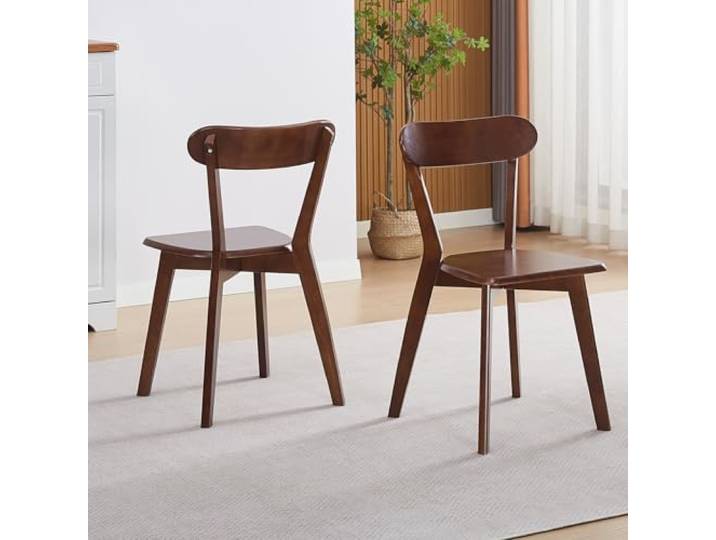 paonne Esszimmerstühle 2er Set Massivholzstuhl für Esstisch Küche Wohnung (Walnuss-2, Louis)