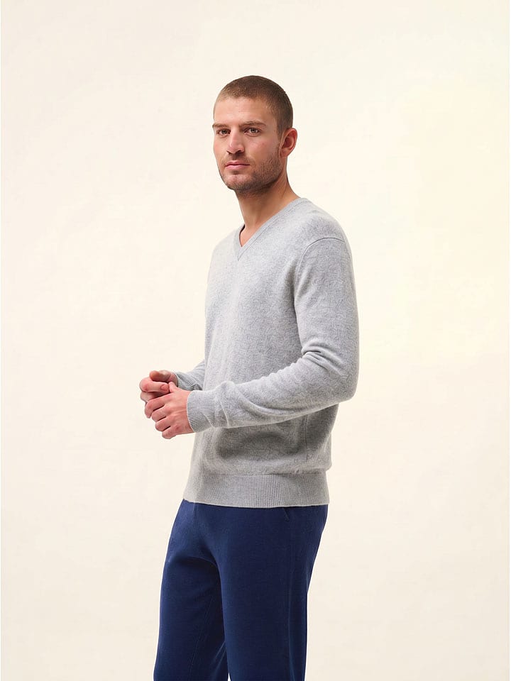 Just Cashmere Kaschmir-Pullover "Walt" in Hellgrau - XL
