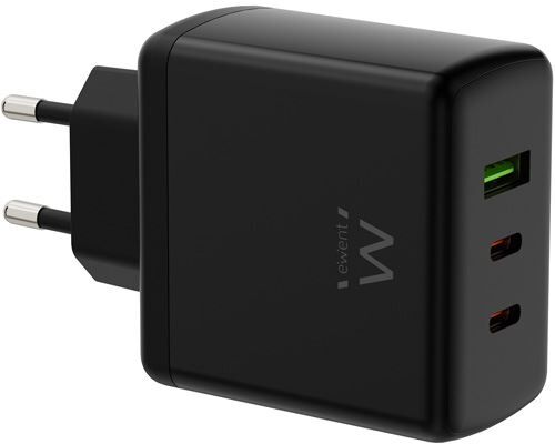 Ewent Carregador GaN USB+2x USB-C  EW1331- Preto