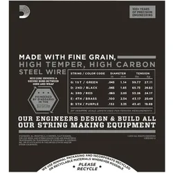 D'Addario ECB 81-5 flatwound snarenset voor 5-snarige basgitaar (E-Bass, 0.13"), Saiten