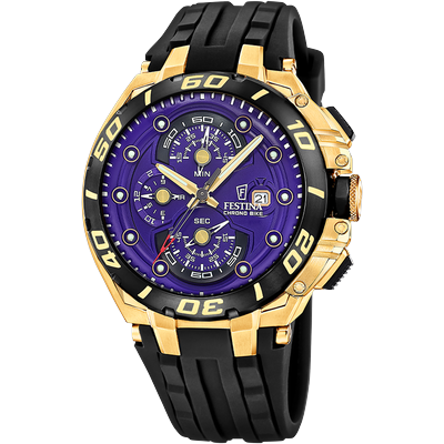 Chronograph FESTINA "Chrono Bike Special Edition", lila (schwarz, lila, schwarz), Armbanduhren, Herren, Chronograph, Quarzuhr, Armbanduhr, Herrenuhr, Edelstahlarmband