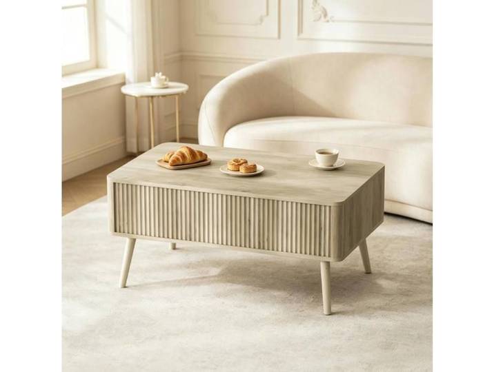Table Basse Relevable Chêne Table Basse Design FloraGrace Pour Salon Avec Rangement 91x56x43cm