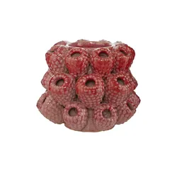 HOME STORY 3D Himbeere Vase   , rot , Steinzeug , Maße (cm): H: 13,5  Ø: 16.5