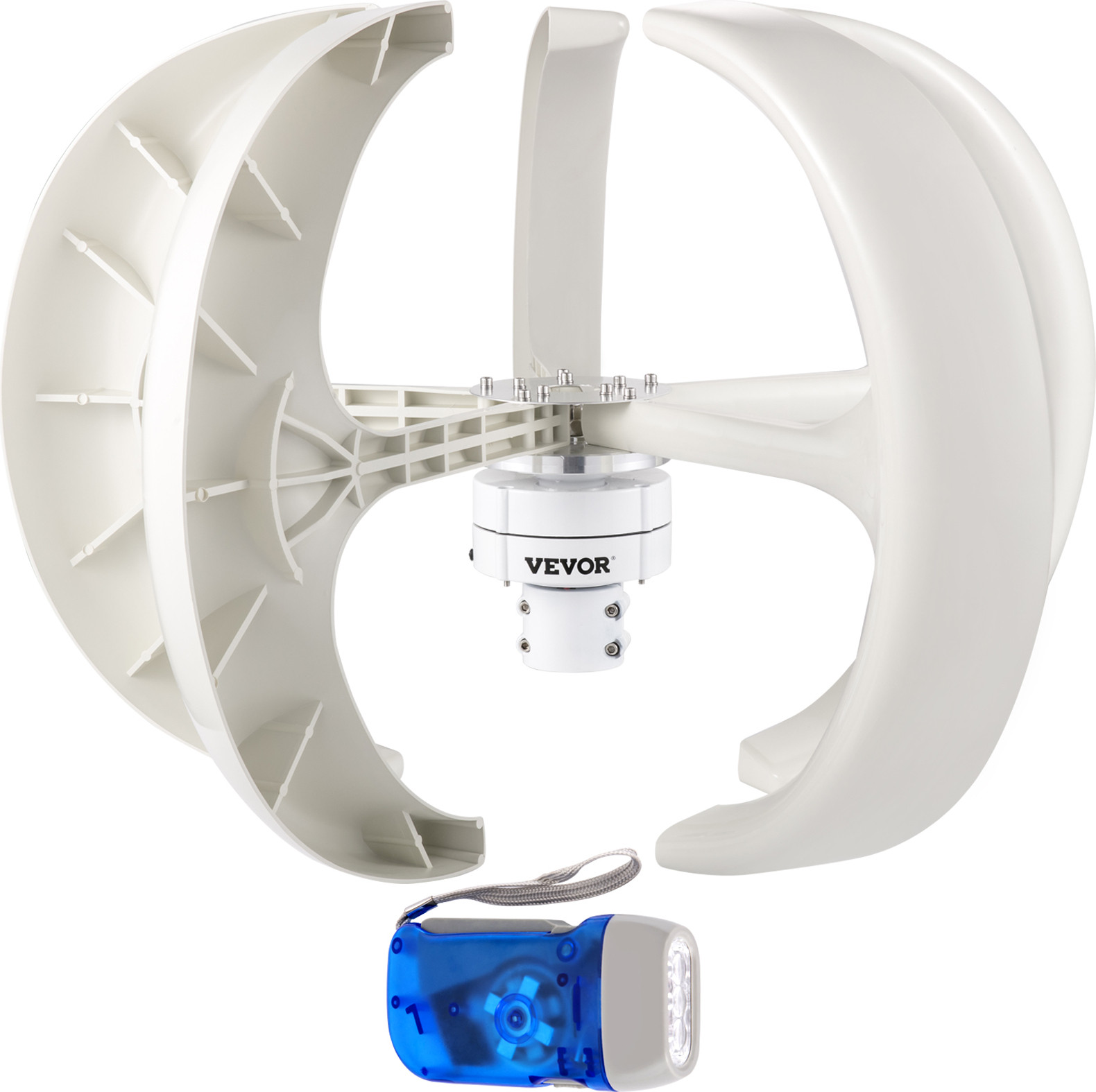 VEVOR Windturbinegenerator 600W, verticale windgenerator met 5 bladen en ingebouwde laadregelaar voor aanvullende stroomopwekking