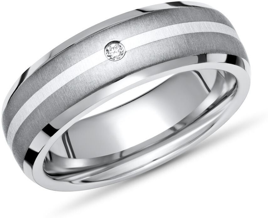 Unique Moderner Ring Titan mit Einlage Silber & Diamant silber