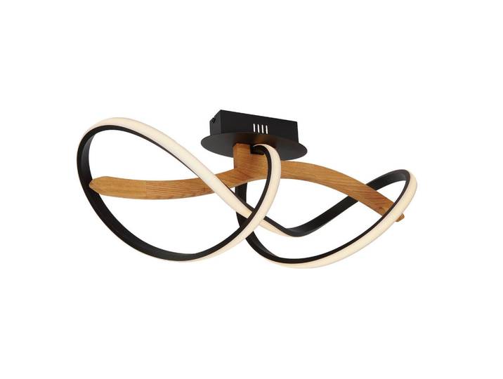Waldwelt Led-Deckenleuchte Silvretta, Schwarz, Holz, Metall, Eiche, massiv, 45x18x45 cm, Lampen & Leuchten, LED Beleuchtung, LED-Deckenleuchten
