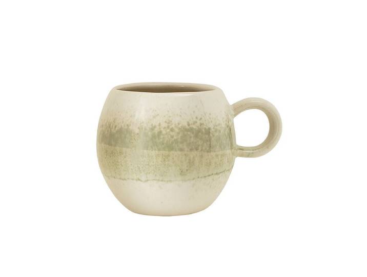 Tasse Elio - aus Steingut gefertigt - Weiß-Grün - Luxusbetten24