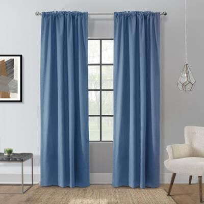 "Wide Width Weathermate Topsions Room Darkening Curtain Panel Pair by Thermalogic in Blue (Size 80"" W 84"" L)"