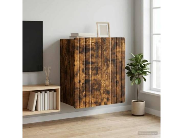 GPWERSDF Wandschrank Geraeucherte Eiche 59x31x64 cm Holzwerkstoff Vintage-Design, Pendeltueren, vielseitig nutzbar, pflegeleichte Oberflaeche