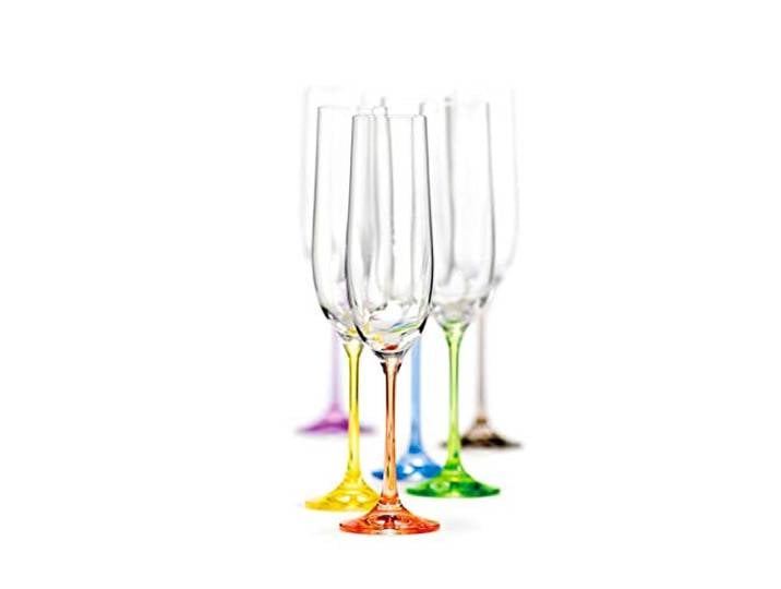 Sektgläser 6er-Set Rainbow 190ml Kelch Prosecco Champagner Kristallglas farbig