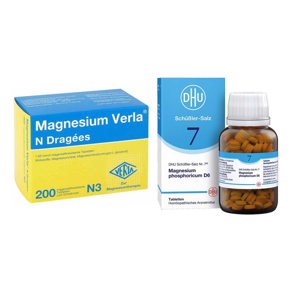 Magnesium Verla N Dragees und DHU Schüßler-Salz Nummer 7 08105234