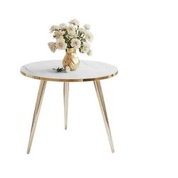 COUCHTISCH SOLEIL GOLD Weiß Marmor, 50cm