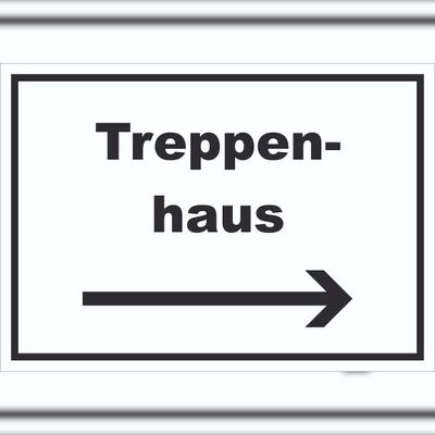HB-Druck Treppenhaus Schild mit Text und Richtungspfeil rechts Stufen steigen waagerecht A2 (420x594mm)