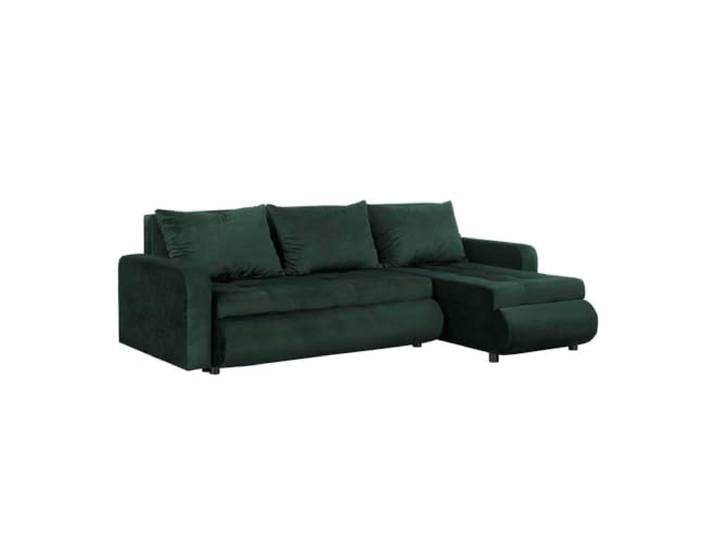FORNIRO 24 Serena Ecksofa 226x143x83cm Grün Wohnzimmer Couch Schlafsofa Mit Schlaffunktion & Bettkasten - L-Form - Kissen - Stoff Basic ausziehbar Gäste bequem Stauraum Design hochwertig Eckcouch