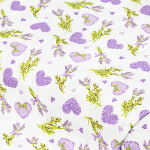 Baumwollstoff Lavendel/Herzen "Mona", weiß-color