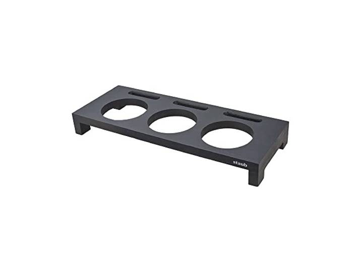 STAUB Présentoir pour 3 Mini Cocottes\, Bois Naturel\, 42 x 16 cm\, Noir