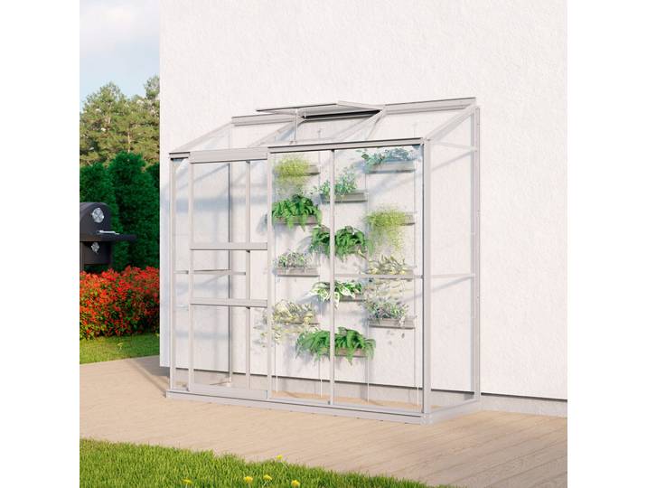 Anlehngewächshaus VITAVIA Styx 1300 , silber (silberfarben), B:65cm T:192cm, Gewächshäuser, Anlehngewächshaus