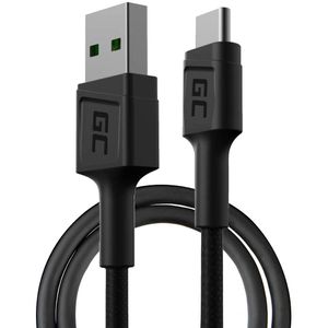 Green-Cell Ladekabel GC PowerStream, schwarz, 2m, USB-A auf USB-C, Nylon, 18W Schnellladekabel