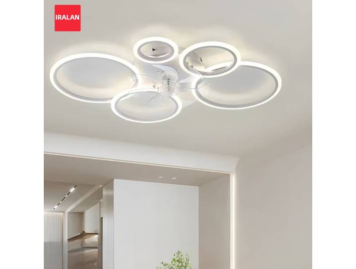 Anneau plafonnier ventilateur 6 vitesses télécommande réglable éclairage décoration maison chambre salon ventilateur de plafond avec lumière